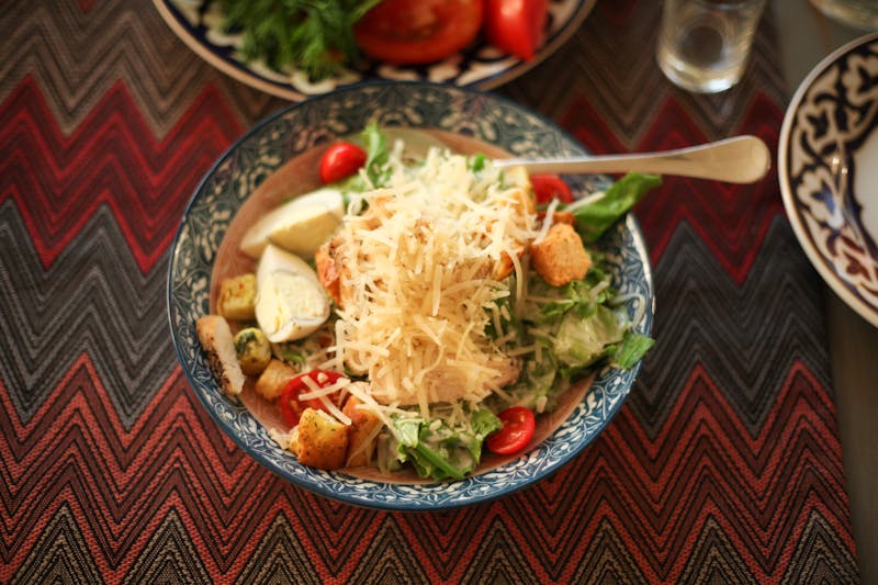 Caesar salad with romaine lettuce and parmesan