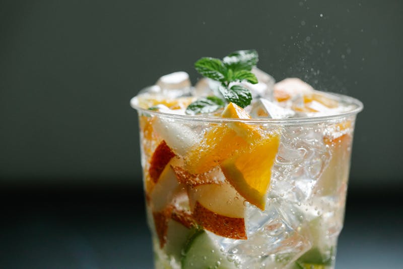 Fresh lemonade drink with mint and ice